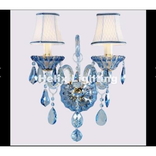 Free Shipping Modern Blue K9 Crystal wall Lamp luxury Bedroom Bedside Wall Candle E14 LED Crystal Wall Scones AC 100% Guaranteed