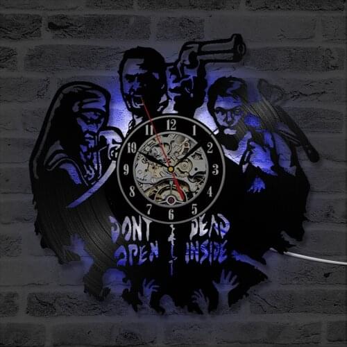 Handmade Walking Dead Theme 3D Record Clock Classic Creative and Antique Vinyl Record Wall Clock Home Decor LED with 7 Colors