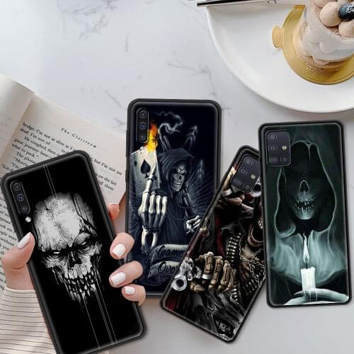 For Samsung A71 A52 A51 A91 A72 A42 A41 A32 A31 A21s A21 EU A12 A11 A02 A02s Grim Reaper Skull Pattern Phone Case Coque