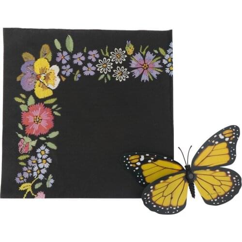 Black Mug Cup Mats Paper Tissue Napkins Print Embroidery Art Handerchief