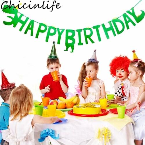 Chicinlife Dinosaur Party Happy Birthday Banner Kids Favors Birthday Party Baby Shower 1st Birthday Garland Bunting Supplies