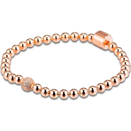 CKK Bracelet for women Rose Beads & Pavé Braceletv Silver 925 Sterling jewelry Pulseras mujer men