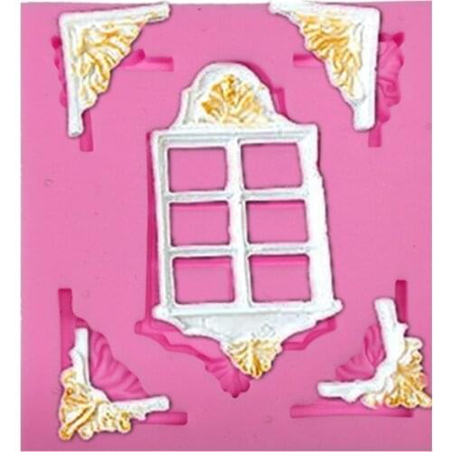 DIY Retro Window Flower Relief Chocolate Cupcake Silicone Baking Moulds Cake Border Fondant Cake Decorating Tools