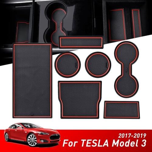 For Tesla Model 3 2020 2019 2017 2018 Auto Accessories Car Console Wrap Mat Non-Slip Gate Slot Center Protective Cup Holder Pads
