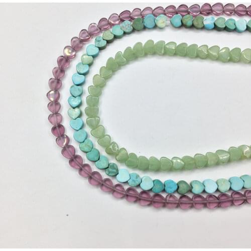 Eruifa 10pcs 6mm Mini Heart semi precious stone Charms Pendant Jewelry DIY Earring Necklace 2 colors