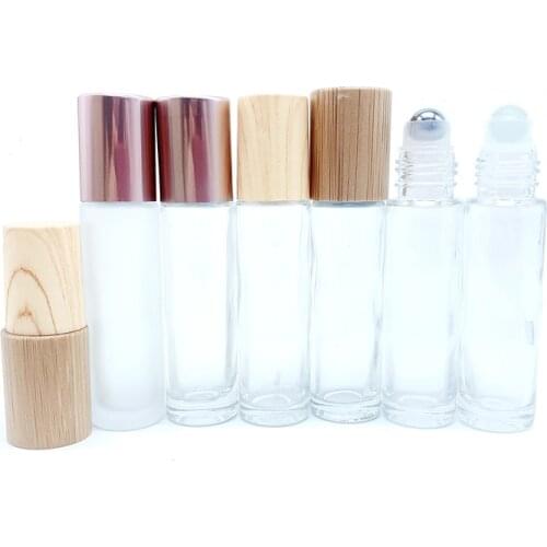 10ml Stainless Steel Roller Bottle Frosted Essential Oil Bottle Lip Gloss Packaging Eye Gel Roller with Bamboo Cap 20pcs P272