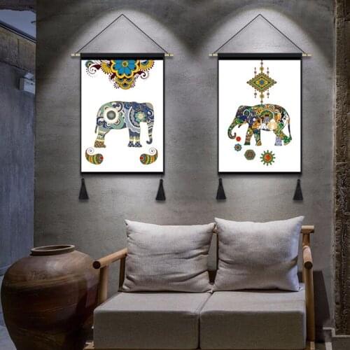 Jixiang Ruyi Lucky Totem Tapestry Parlor Bedroom Backdrop Wall Decoration Hanging Canvas Painting Ethnic Tapestry 45cm*60cm