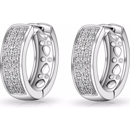 Classic Tiny CZ Crystal Zircon Hoop Earring Luxury 925 Sterling Silver Simple Loop Lever Back Ear Brincos Piercing Jewelry