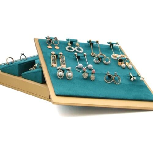 Fashion Hot Green Set Necklace Bracelet Ring For Counter Jewellry Dispaly Jewelry Earring Holder Display Stand Green Microfiber