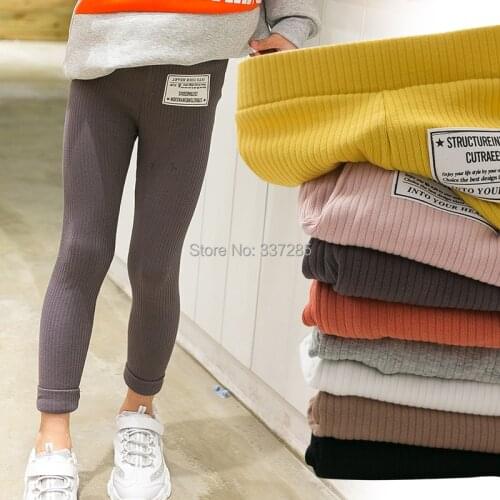 Kids Leggings For baby Girls Warm Cotton striped Boys Solid Casual Children Winter Warmer Pants Candy colors Trousers for Girls