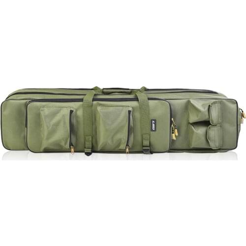 LEO 80/100 cm Fishing Bag Three-layer Foldable Fishing Shoulder Fishing Bag Gear Backpack ArmyGreen Case for Pesca