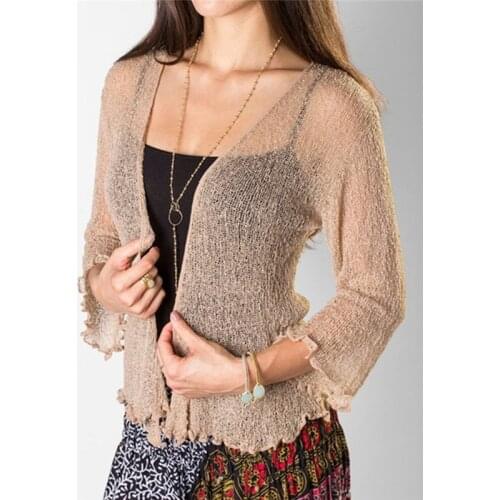 Summer Chiffon Cardigan Short Section Small Cape Coat Cropped Sleeve Shawl Female Knot Thin Sunscreen Airable Shirt For Women