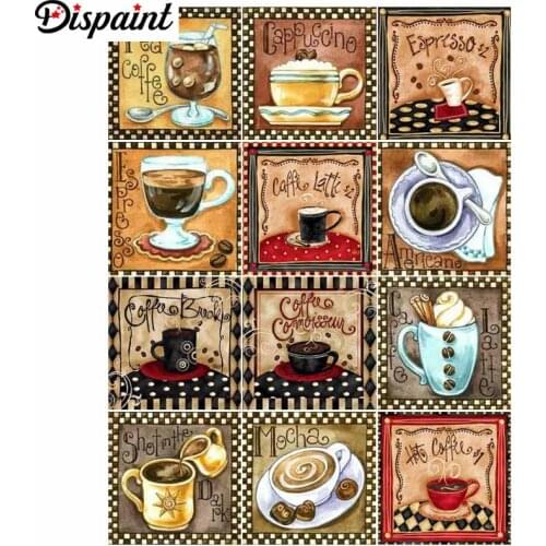 Dispaint Full Square/Round Drill 5D DIY Diamond Painting "Coffee cup" 3D Embroidery Cross Stitch 3D Home Decor Gift