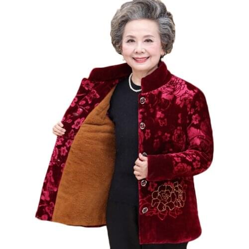 New Middle-aged And Old People Winter Jacket Gold Velvet Cotton Parka Grandma Thicker Cotton Padded Mothers Plus size 5XL Coat