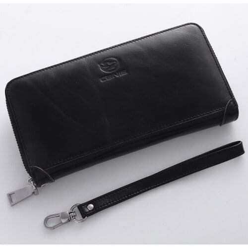 New Arrival MenS Business Casual Oil Wax Leather Retro Large-Capacity Multi-Card Slot Long Wallet With Small Change Leather Bag
