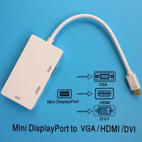 New 3in1 Mini DP Thunderbolt to VGA/HDMI/DVI Adapter for Apple iMac/Laptop Mini Thunderbolt to VGA Adapter