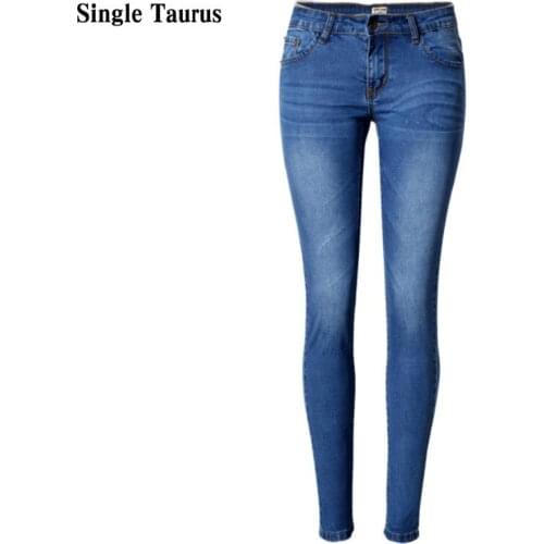 2021 New Low Waist Elasticity Skinny Jeans Femme Vintage Bleached Plus Size Push Up Jean Women Fashion Cotton Blue Pencil Demin