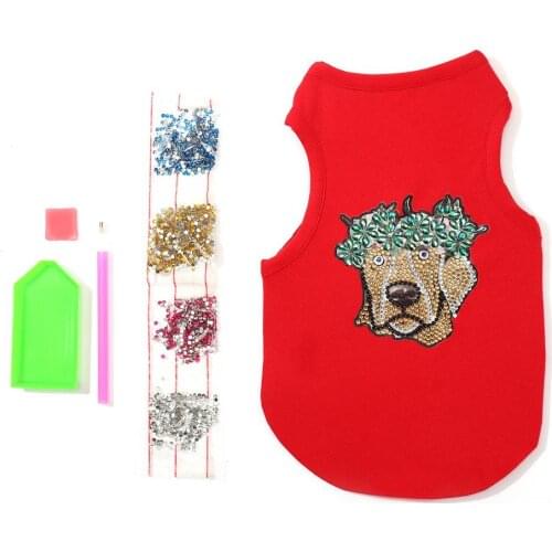 Pet Clothes Animal DIY Small Dogs Diamond Painting Sleeveless T-Shirts Simple Puppy Dog Accessory Summer Christmas Dog Shirt