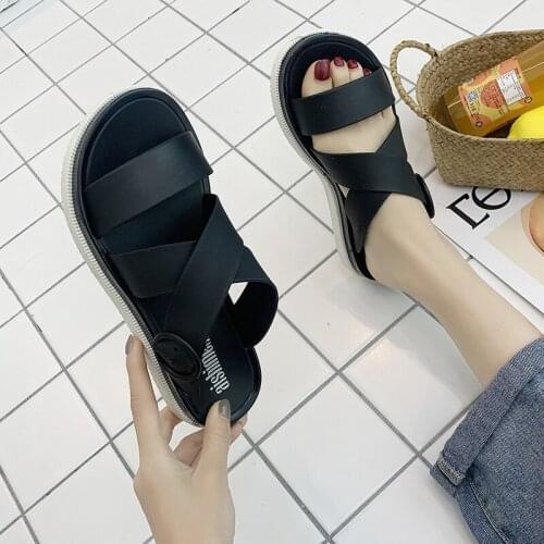 Beach shoes, girls' slippers, Roman shoes, summer style, students all-match thick-soled sandals and slippers