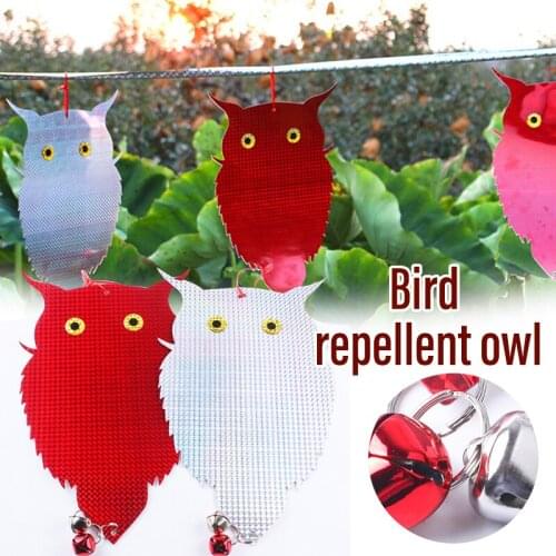 Owl Decoy Birds Repellent Control Scare Device with Bells Reflective Owl Hanging Decoration For Home Garden TN88