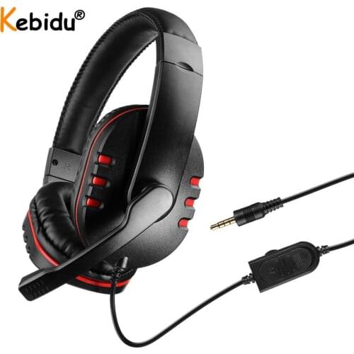 Kebidu 3.5mm Wired Stereo Headphones with Mic Adjustable Over Ear Gaming Headsets Earphones Low Bass Stereo for PS4 Xbox One PC
