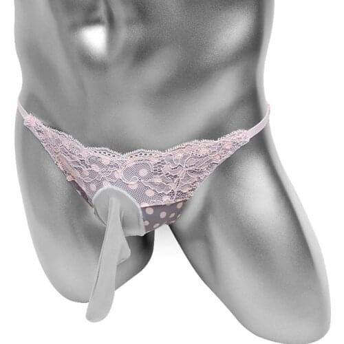 Pink Polka Dot Briefs Underwear Sexy Mens Sissy Penis Sheath Pouch Panties Lingerie Bikini Low Rise Cute Softy Erotic Costume