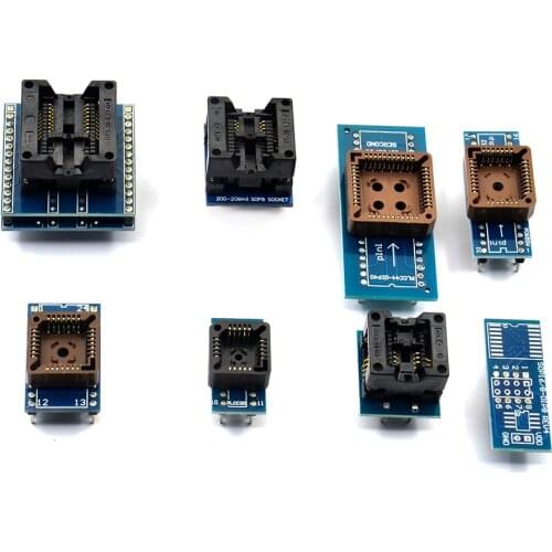 Genuine Smart 8 PCS Programmer Adapters Socket Kit SOP8+SOP16 +PLCC32 +PLCC44 for TL866CS TL866A RT809H Calculator Test Product