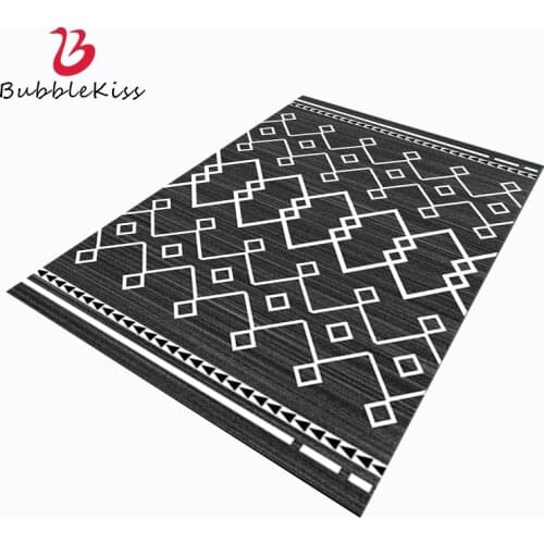 Bubble Kiss Modern Black White Geometric Pattern Bedroom Decor Carpets Large Size Rug Home Bedside Rug Soft Living Room Carpets