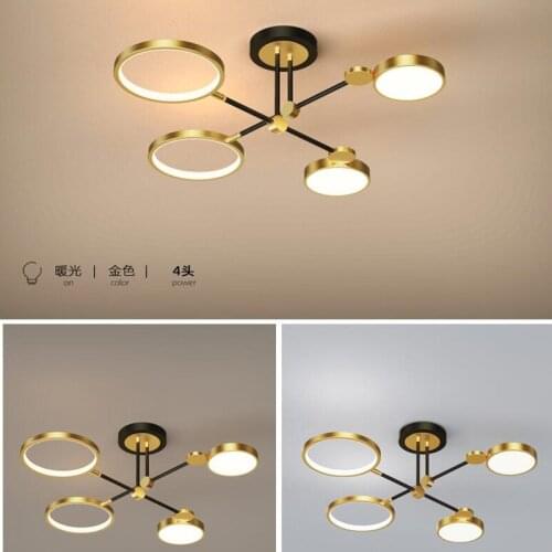 Modern LED Chandelier Lighting With Remote Control Dimmable for Living Room Dining Bedroom Kitchen Black Gold Frame Ceiling Lamp