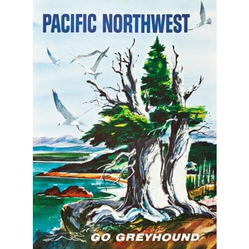 Pacific Northwest Art Maps Retro Vintage Kraft Travel Poster Canvas DIY Wall Sticker Home Bar Posters Decoration Gift