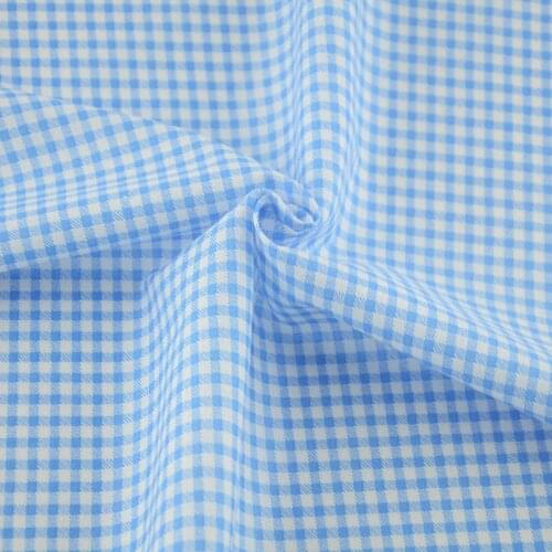 Booksew 100% Cotton Fabric Light Blue and White Check Type Tela De Algodon Para Patchwork Sewing Fat Quarter Beginners Practice