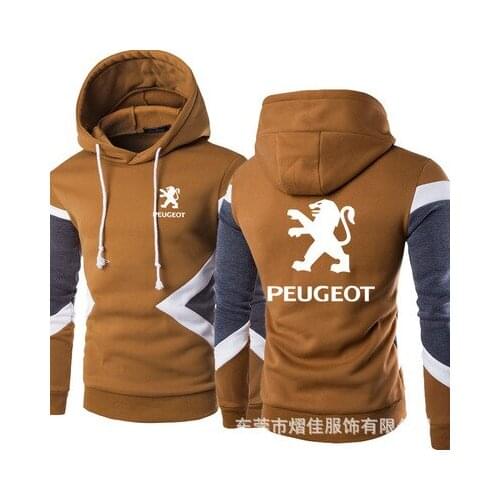 Spring Autumn New Fashion forPeugeot Logo Hoodies Patchwork Men Pullover Sweatshirts Casual Cotton Hoody 5 Colors