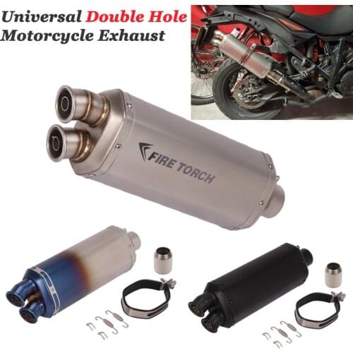 Universal Motorcycle HP Exhaust Pipe Escape Double Hole Silencer Modify Muffler DB Killer For R3 PCX125 CB500X ER6N ATV DUKE 390
