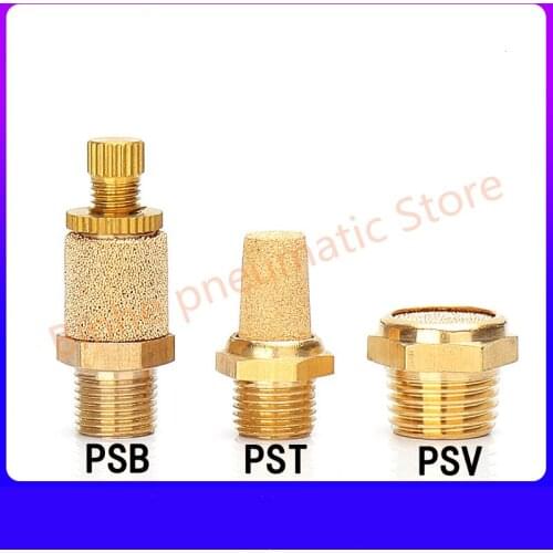 All Copper Pneumatic Solenoid Valve Muffler Flat Head Exhaust Noise Elimination PSV-01/PSV SLM-02/PSB-03/PSV-04/PSV-06/PSV-08