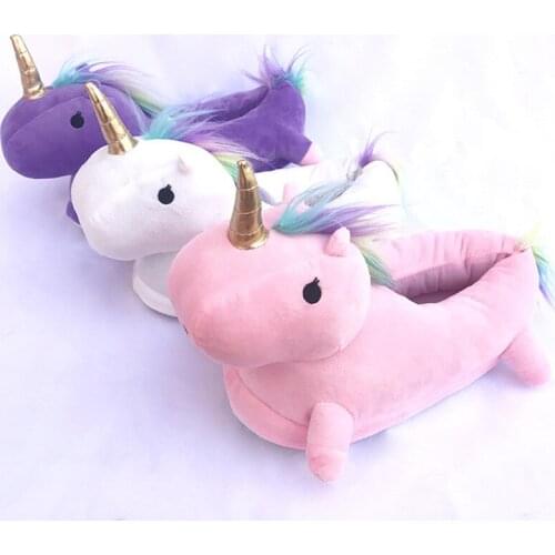 Winter lovely Home Slippers Unicorn Slides Womens Warm Plush Adult Cartoon Cotton shoes Men/Women Unisex Home Indoor Doll Shoes