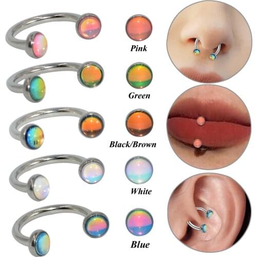 1pc Surgical Steel Circular Barbell Flash Film Bling Horseshoe Barbell Ear Lip Tragus Cartilage Helix Studs Piercing Jewelry 16g