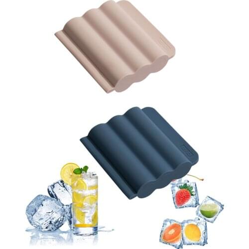 1pcs Wave Multi-cell Ice Cube Trays with Lid Flexible Silicone Ice Molds 15 Cubes Per Tray for Whiskey Cocktail & Drinks 3 Color
