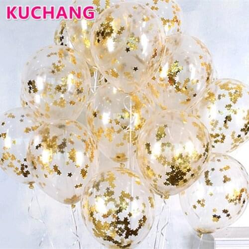 10pcs Clear Balloons Gold Star Foil Confetti Transparent Balloons Gold Star Round Wedding Baby Shower Birthday Party Decorations