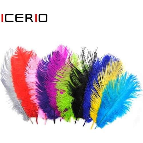 10PCS Multiple Colors Ostrich Feather Fly Tying Material Making Streamer Bugs Salmon Nymph Fishing Bait