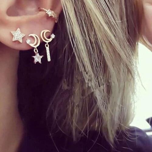 2020 trend earrings for women Ins contracted wind leaves earrings ears hang female temperament set auger the earrings