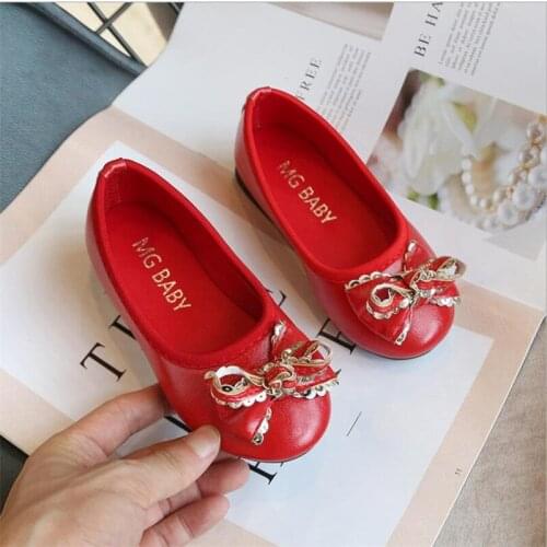 2021 child Spring Autumn Leather Shoes fashion Girls soft-soled comfortable casual shoes Classic Bow Sleeve princess shoes 26-35