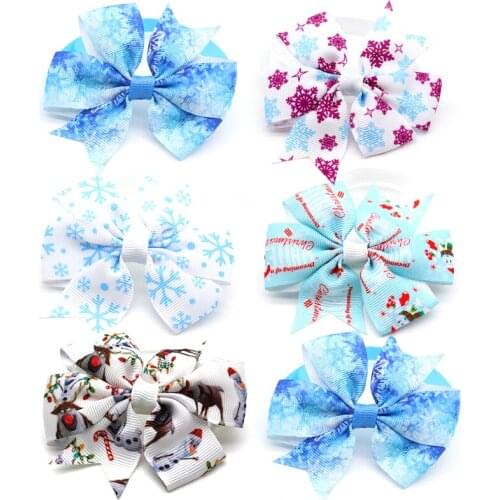 30 Pcs Dog Cat Bow Ties Necktie Snowflake Pattern Dog Grooming Product Pet Supplies Dog Accessories Bow Tie For Small Medium Dog