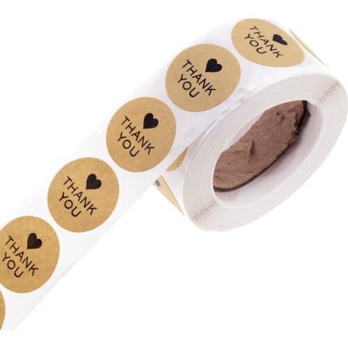 500PCS / roll Labels 1inch Round Wedding decoration decoration mariage Thanks Decor Stickers Student Thank You Stickers