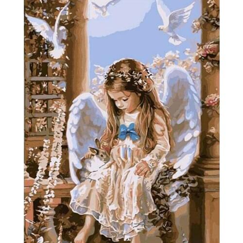 5D Diamond Embroidery DIY Needlework Icon Round Love Angel Pattern Diamond Art Painting Cross Stitch 3D Rhinestones Decor