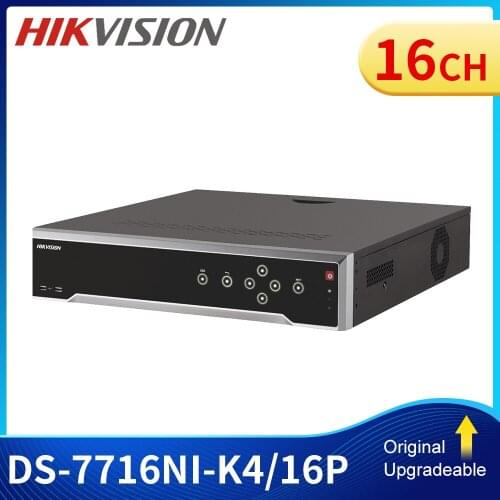 Free shipping DS-7716NI-K4/16P 16POE H265 NVR 4K 4SATA alarm Recording at up to 12MP cameras