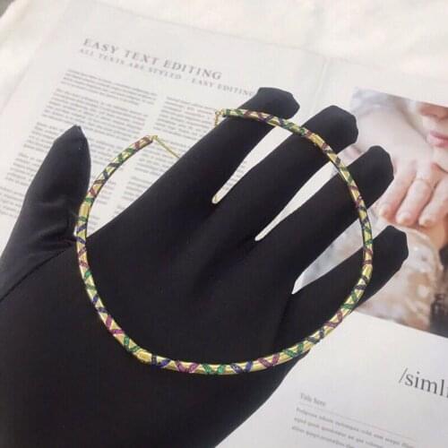 Brand 1:1Luxury Brand Necklace Colorful Zircon Stones Geometric Shape Tribal Choker Yellow Gold Color Women Mana Jewelry