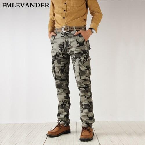 Tactical Pants Male Camo Casual Plus Size Cotton Trousers Multi Pocket Military Style Mens Cargo Pants