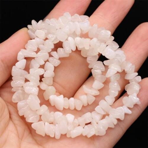 Natural Stone Gravel Beads White Jade Freeform Chips Bead for Fashion Jewelry Making Necklace Bracelet Accessories 40cm