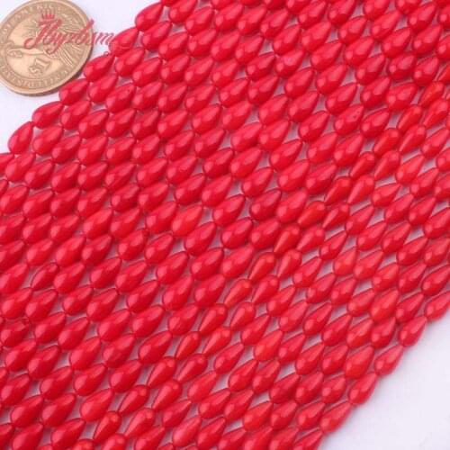 5x8,4x6mm Smooth Drop Coral Beads Natural Stone Beads For DIY Necklace Bracelets Earring Woman Jewelry Making 15" Free Shipping