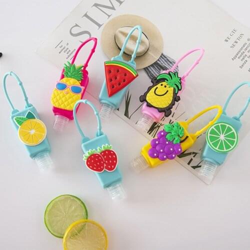 Hand Sanitizer Silicone Bottle Holder 30ml Cartoon Fruit Ice Cream Shape Water-Free Hand Sanitizer Bottle Holder wzpi